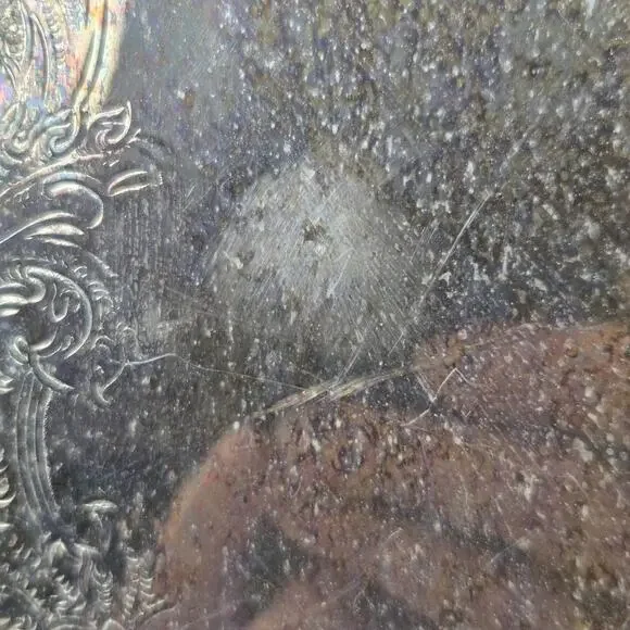 Vintage Reed & Barton Silverplate Serving Platter Burgundy Pattern S2315 Floral Serveware